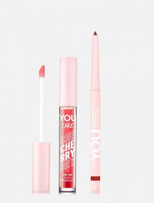 Set Cherry Lips - Delineador de labios+  Lip Oil Reparador You Care